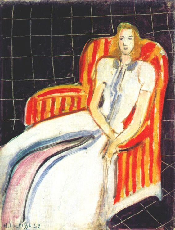 Simone in Striped Armchair (1942) Henri Matisse tablo - Dekolata