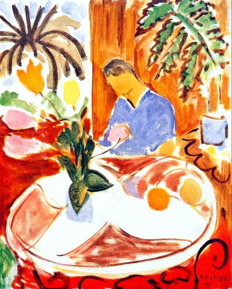 Small Interior with Round Marble Table (1947) Henri Matisse tablo - Dekolata