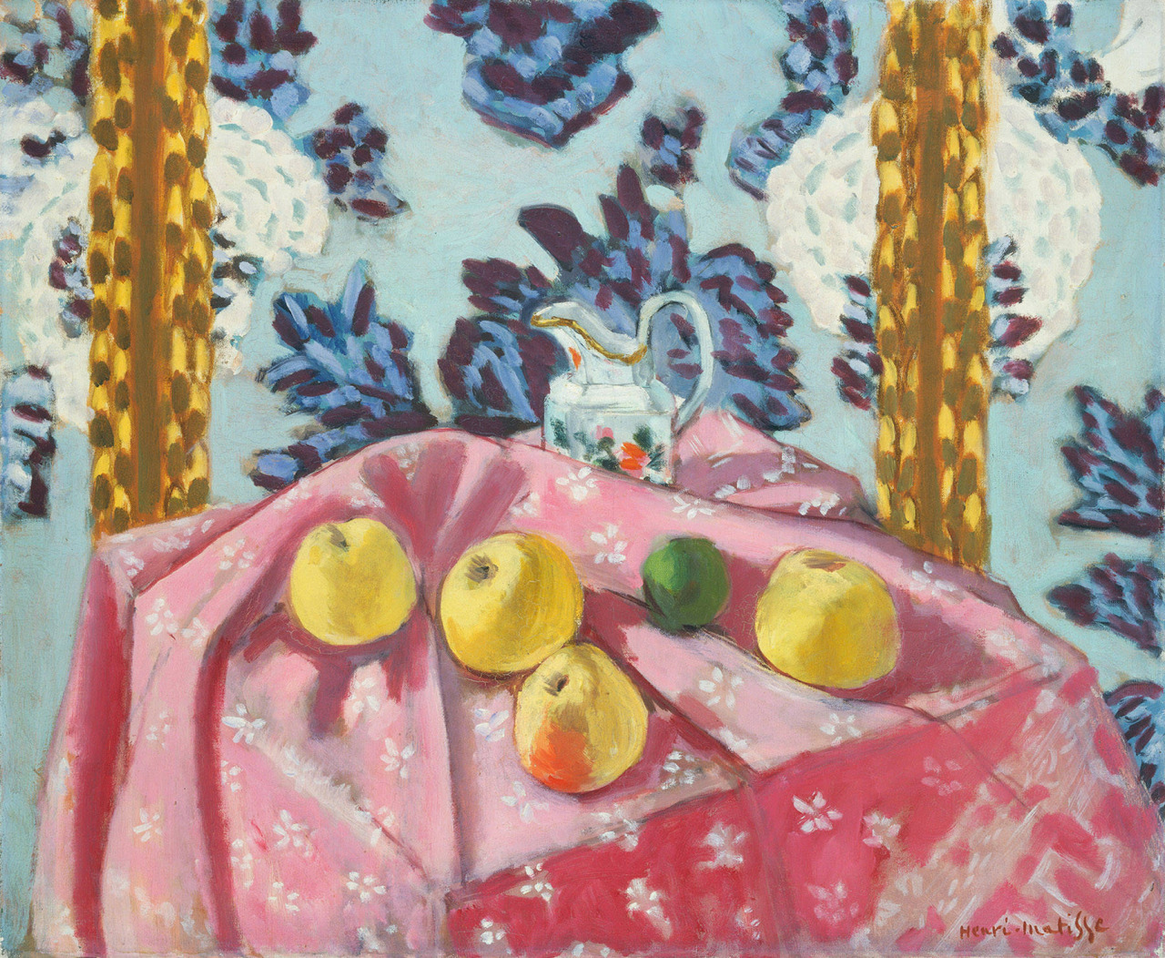 Still Life with Apples on a Pink Tablecloth (1924) – Henri Matisse Tablo