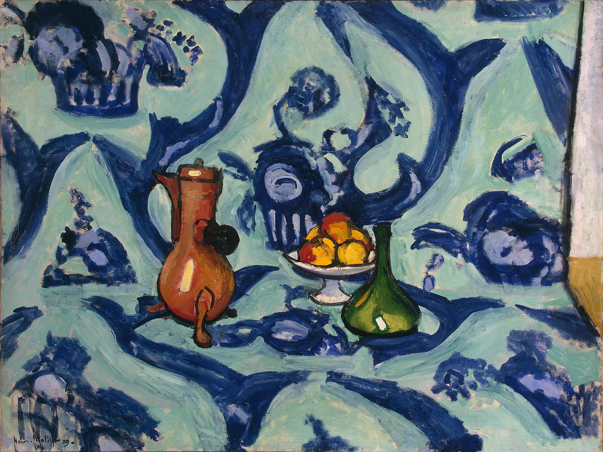 Still Life with Blue Tablecloth (1909) Henri Matisse tablo - Dekolata