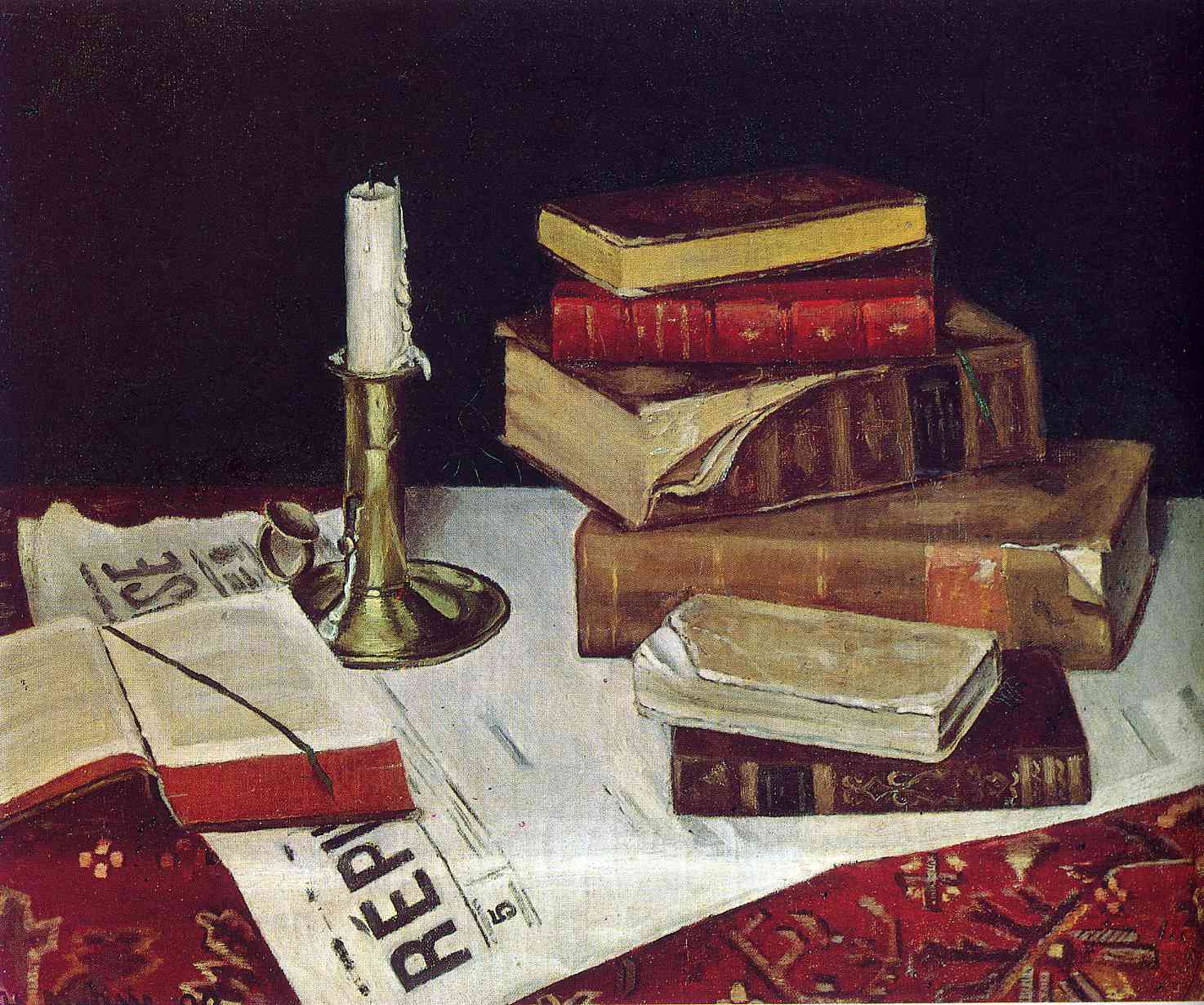 Still Life with Books and Candle (1890) Henri Matisse tablo - Dekolata