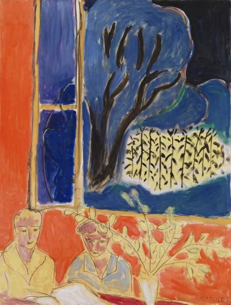 Two Young Girls in a Coral Interior, Blue Garden (1947) – Henri Matisse Tablo