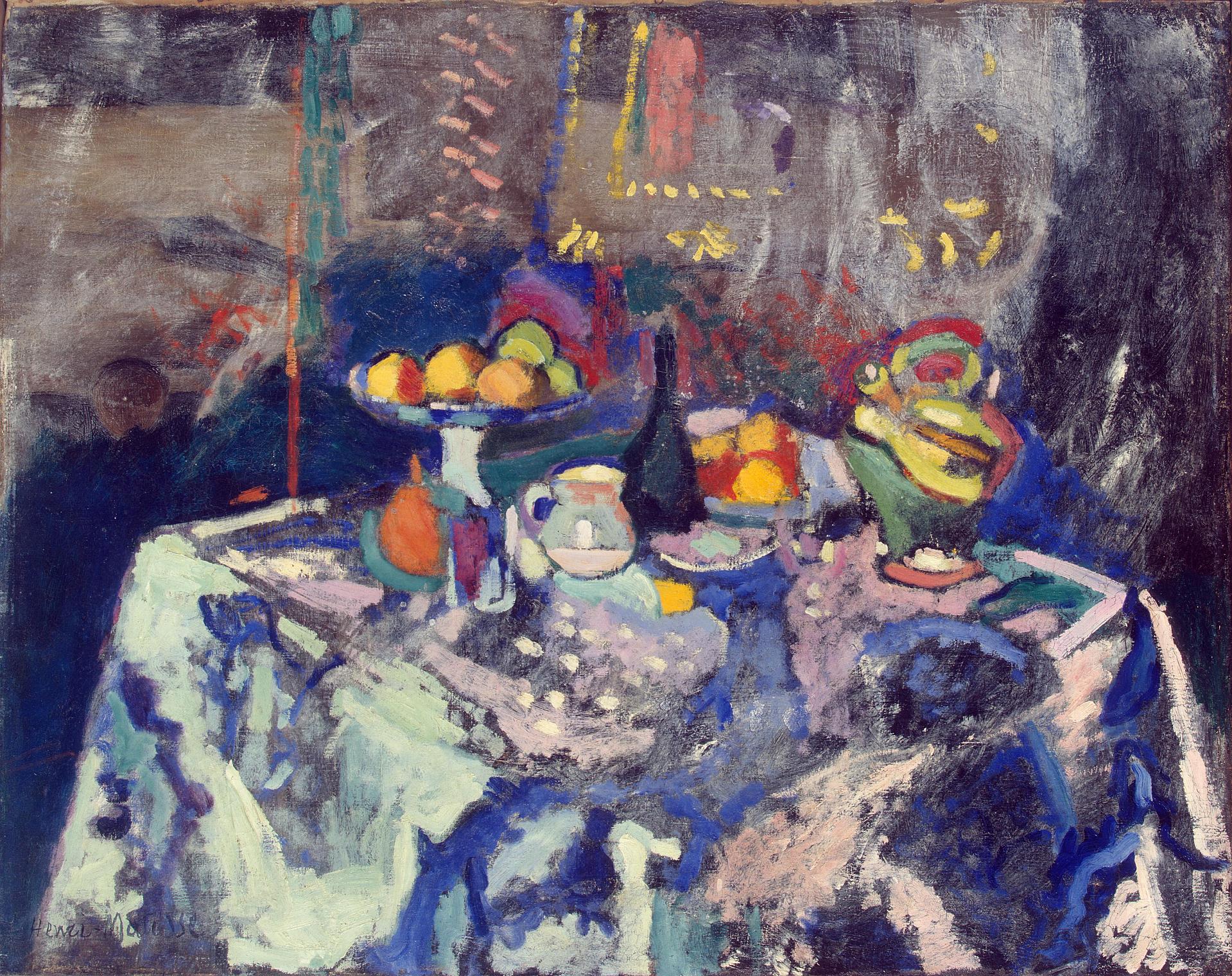 Vase, Bottle and Fruit (1906) – Henri Matisse Tablo