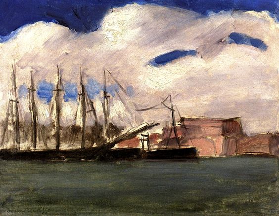 White Clouds, the Old Port of Marseille (1917) Henri Matisse tablo - Dekolata