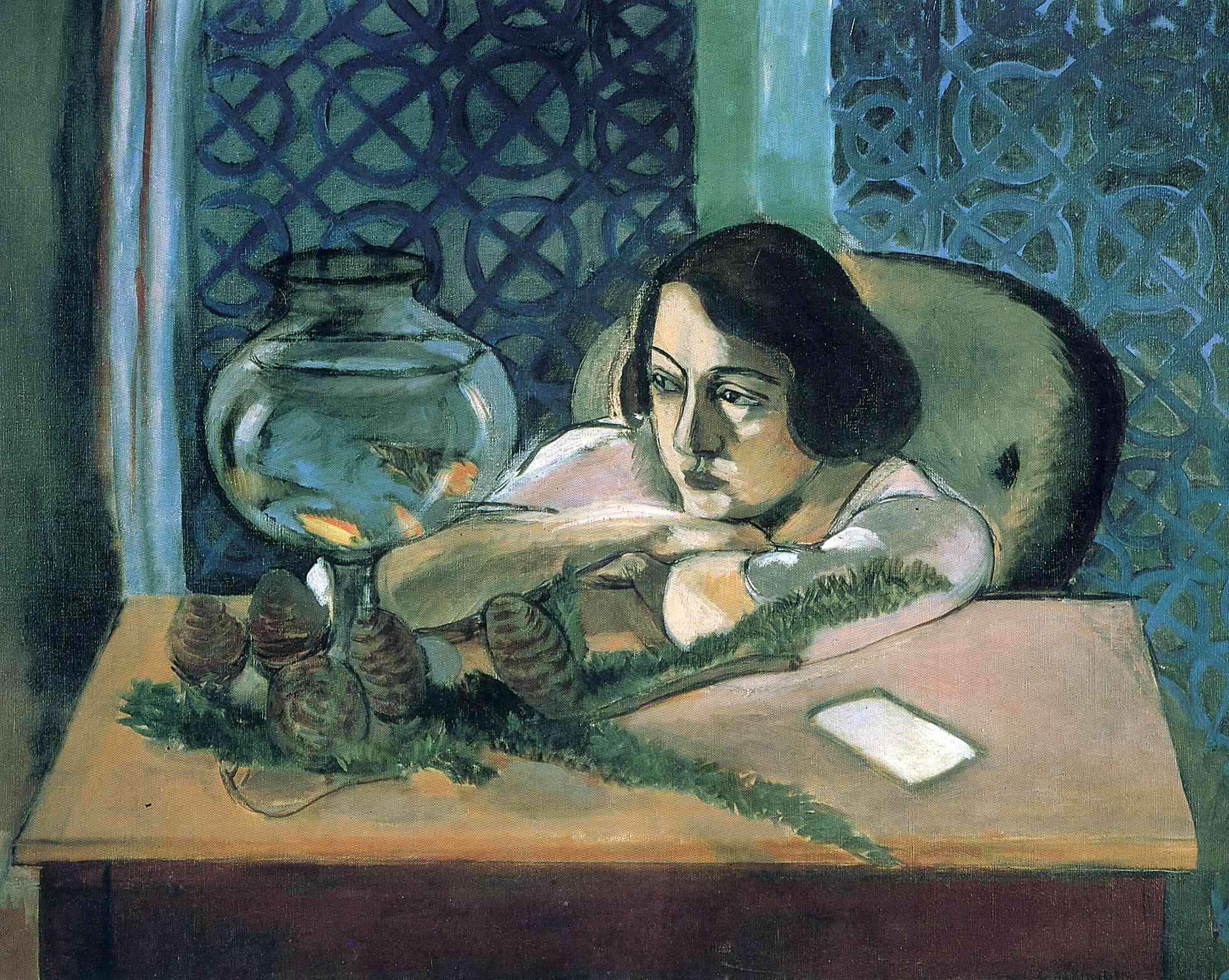 Woman Before a Fish Bowl (1922) Henri Matisse tablo - Dekolata
