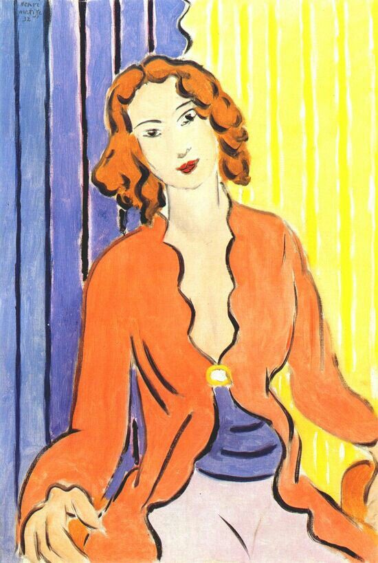 Woman In Blue and Yellow Background (1932) Henri Matisse tablo - Dekolata