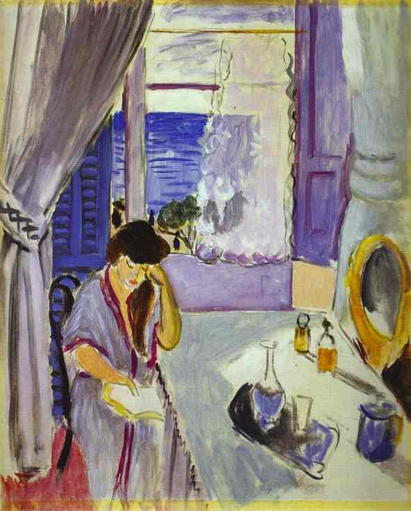 Woman Reading at a Dressing Table (Interieur, Nice) (1919) – Henri Matisse Tablo