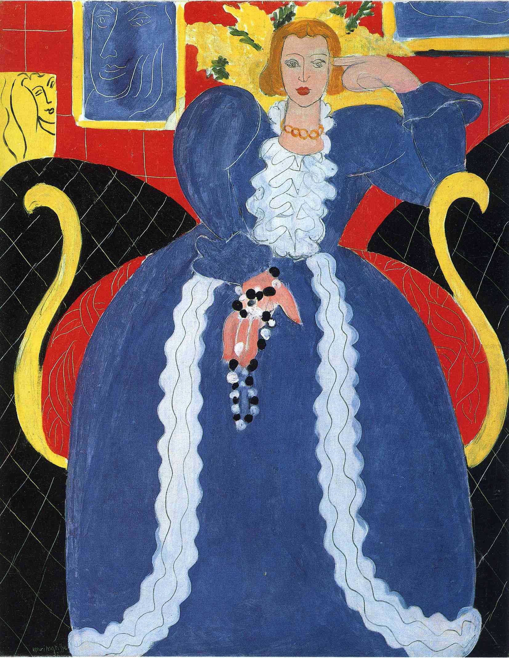 Woman in Blue, or The Large Blue Robe and Mimosas (1937) Henri Matisse tablo - Dekolata