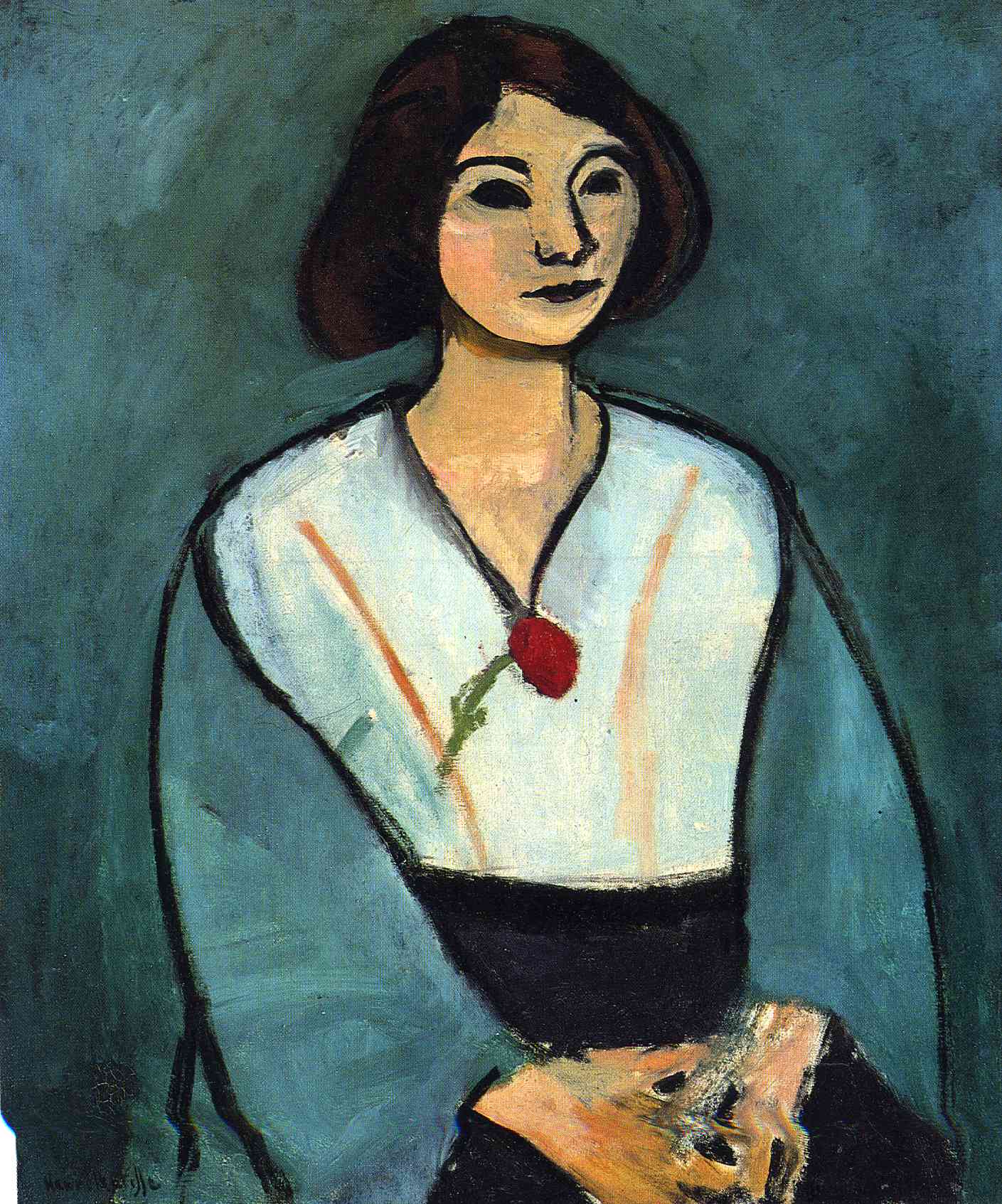Woman in Green with a Carnation (1909) Henri Matisse tablo - Dekolata