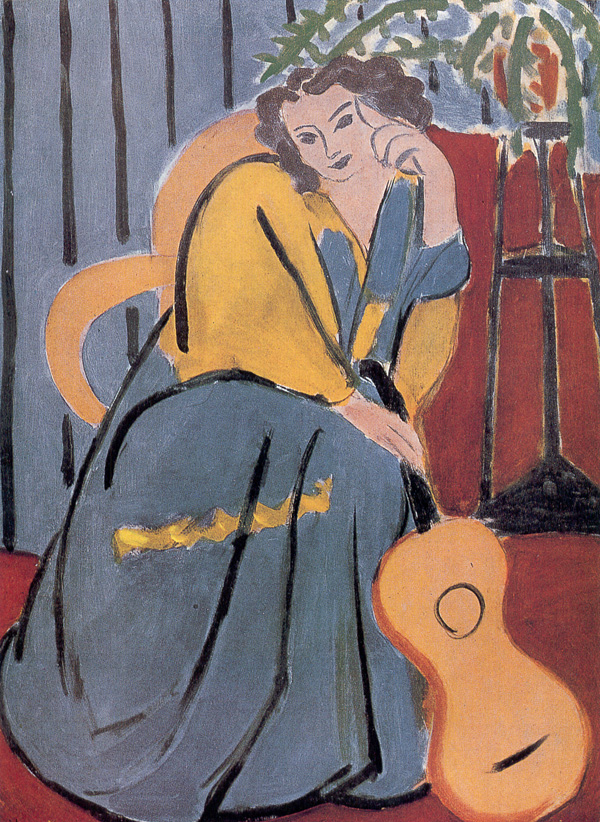 Woman in Yellow and Blue with a Guitar (1939) Henri Matisse tablo - Dekolata