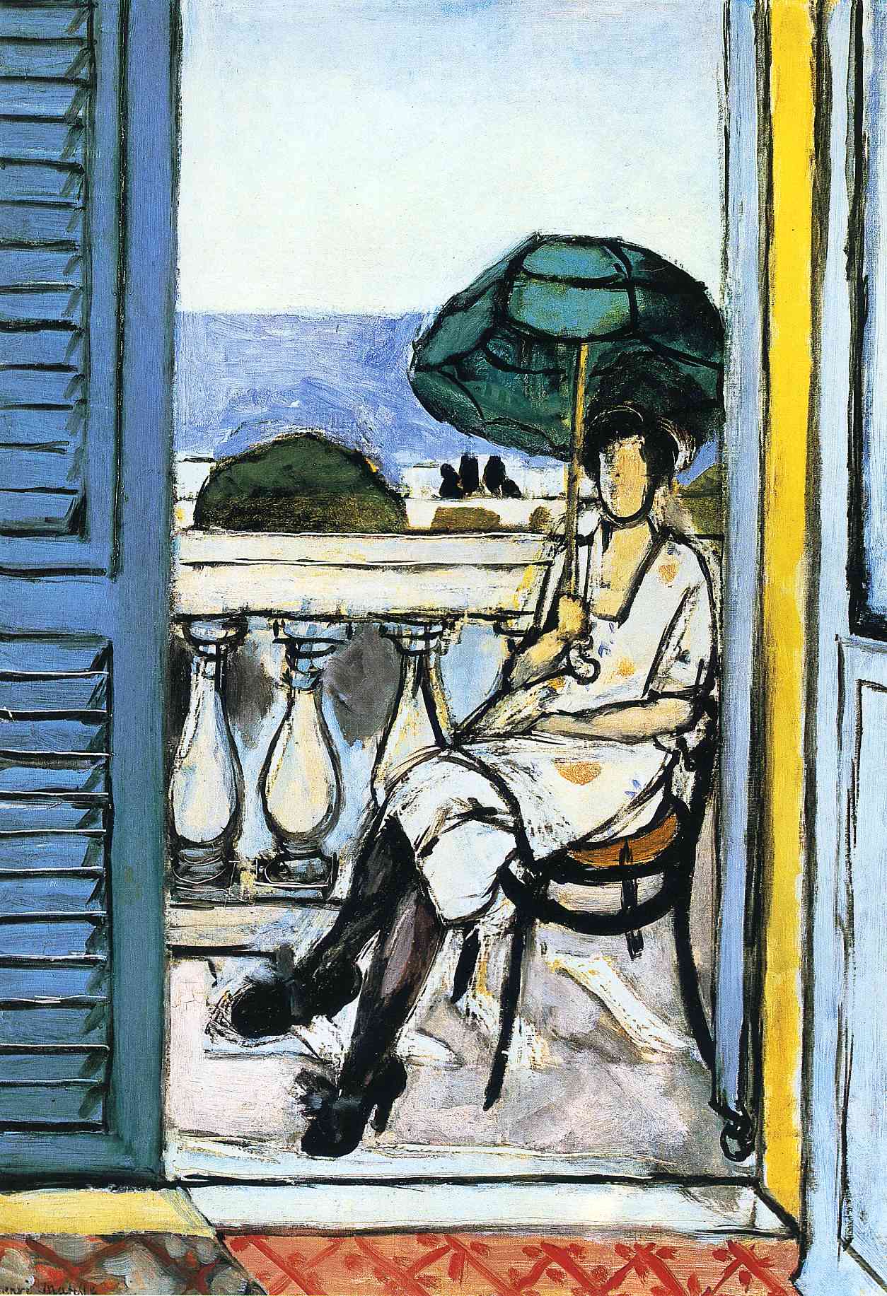 Woman with a Green Parasol on a Balcony (1919) Henri Matisse tablo - Dekolata
