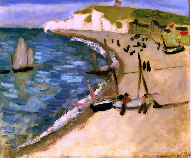Yaht Amont Cliffs at Etretat (1921) Henri Matisse tablo - Dekolata