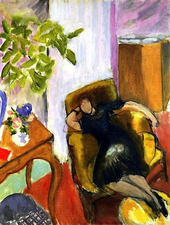 Young Girl in Black in Yellow Armchair (1935) Henri Matisse tablo - Dekolata