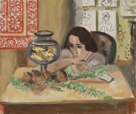 Young Woman Before An Aquarium (1922) Henri Matisse tablo - Dekolata