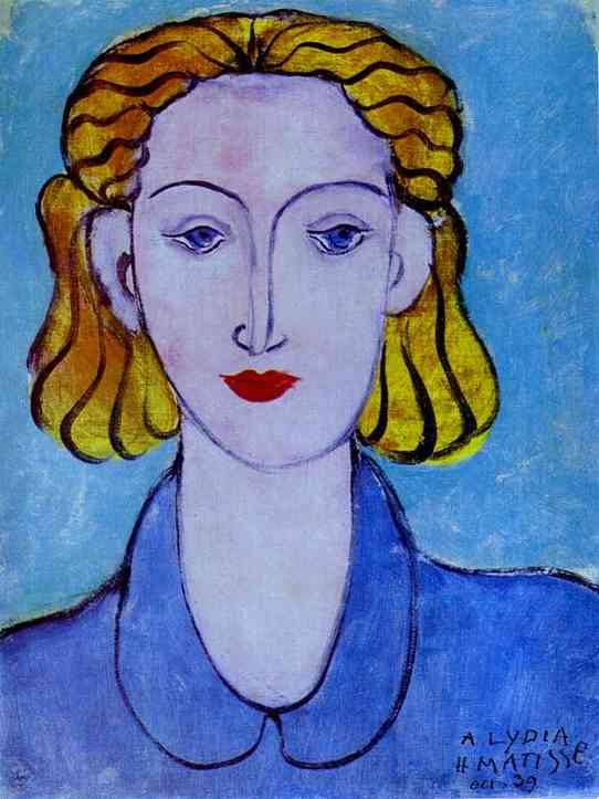 Young Woman in a Blue Blouse (Portrait of L.N. Delektorskaya) (1939) Henri Matisse tablo - Dekolata