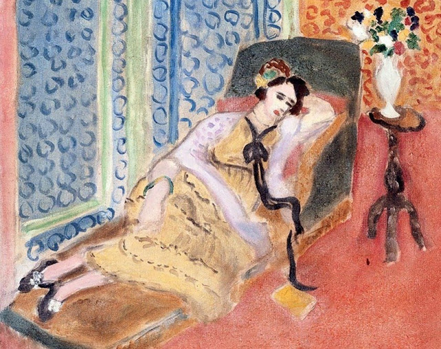 Young Woman on a Divan. Black Ribbon (1922) Henri Matisse tablo - Dekolata