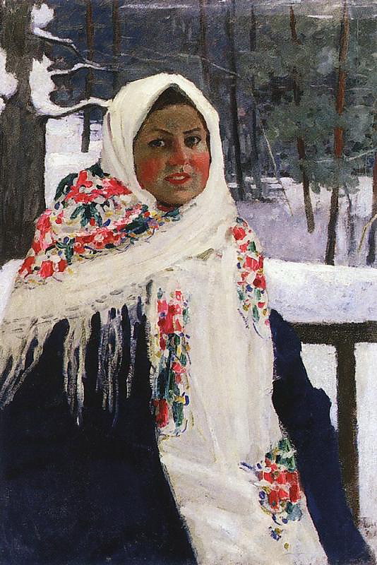 Girl in Russian Shawl (1890) Igor Grabar tablo - Dekolata