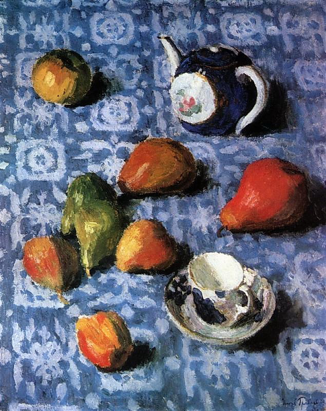 Pears on a Blue Tablecloth (1915) Igor Grabar tablo - Dekolata