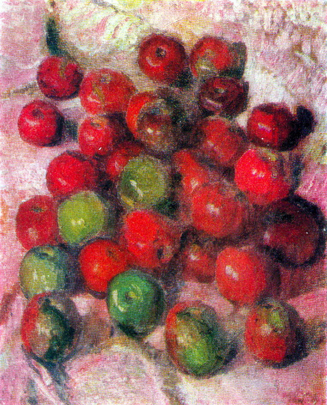 Red Apples on Pink Tablecloth (1920) Igor Grabar tablo - Dekolata