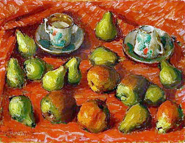 Still life in red tones with fruit and cups (1921) Igor Grabar tablo - Dekolata