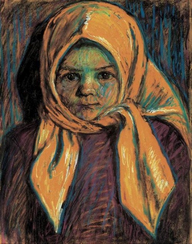 Little girl with yellow babushka (1917) – István Nagy Tablo