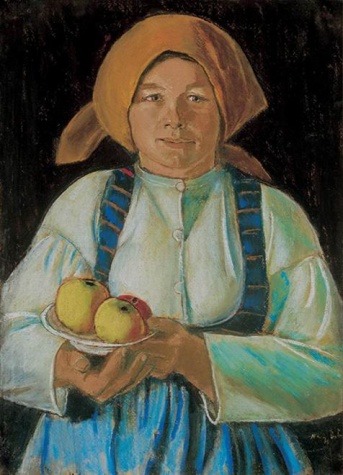 Young wife keeping apples (1934) István Nagy tablo - Dekolata