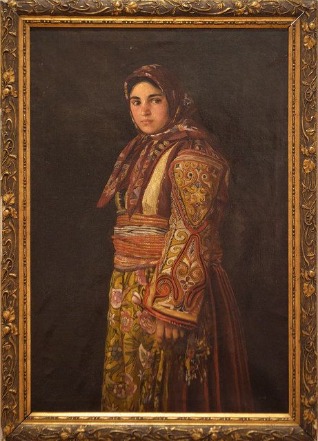 Radka Hadzhinikolova in a Macedonian Costume (1880) Ivan Mrkvička tablo - Dekolata