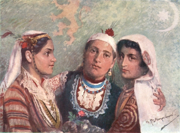 Three Sisters Allegory of Unity Mizia, Thrace and Macedonia (1915) Ivan Mrkvička tablo - Dekolata