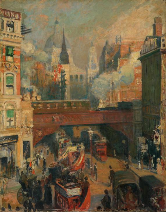 Ludgate Circus, Entrance to the City (November, Midday) (1910) Jacques-Émile Blanche tablo - Dekolata