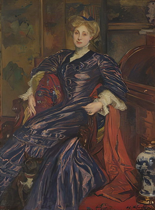 Portrait of Mrs Emily Montgomery Lang (1911) Jacques-Émile Blanche tablo - Dekolata