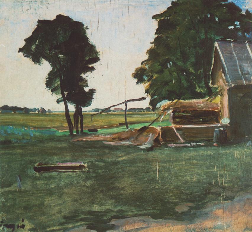 Farm with shadoof (1907) János Tornyai tablo - Dekolata
