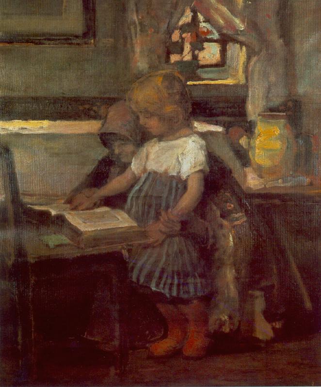 Lesson on the Farm (1896) János Tornyai tablo - Dekolata