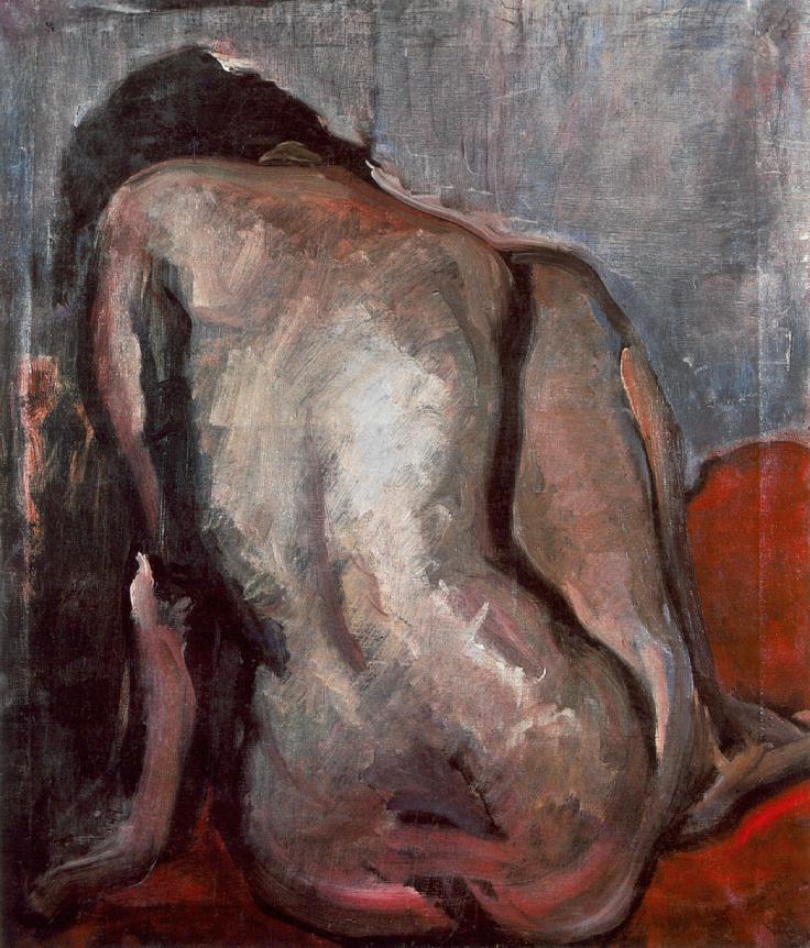 Sitting Nude from the Back (1919) János Tornyai tablo - Dekolata