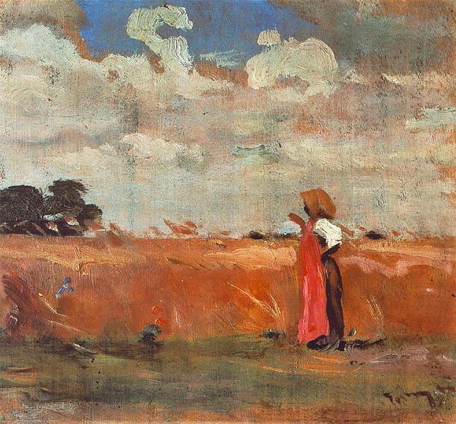 Wheatland with Woman of Shawl (1912) János Tornyai tablo - Dekolata
