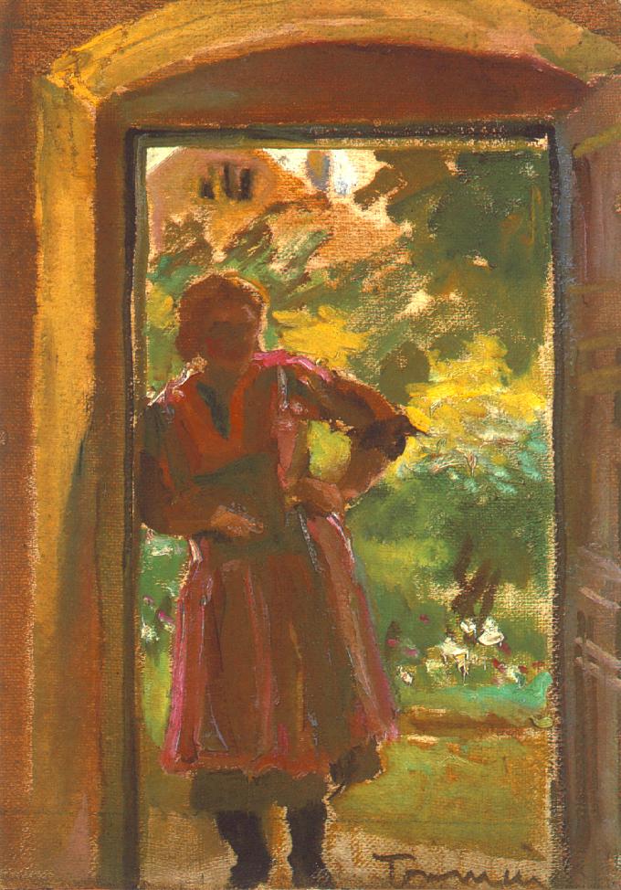 Woman Standing in a Door (1934) János Tornyai tablo - Dekolata