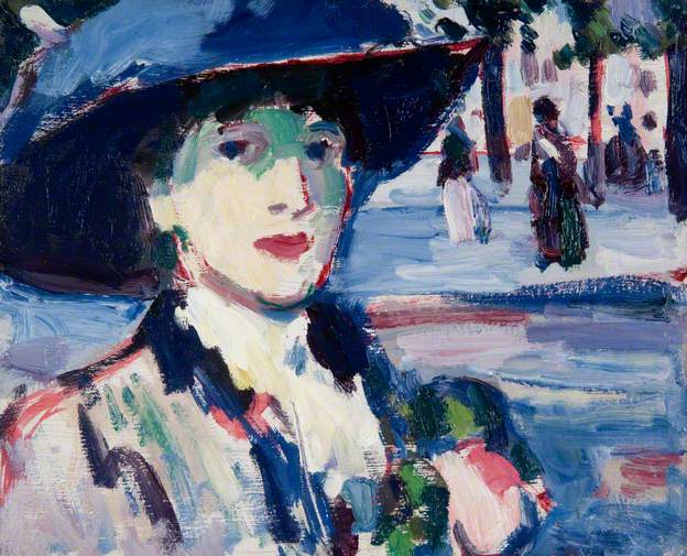 Anne Estelle Rice in Paris (Closerie des lilas) (1907) – John Duncan Fergusson Tablo