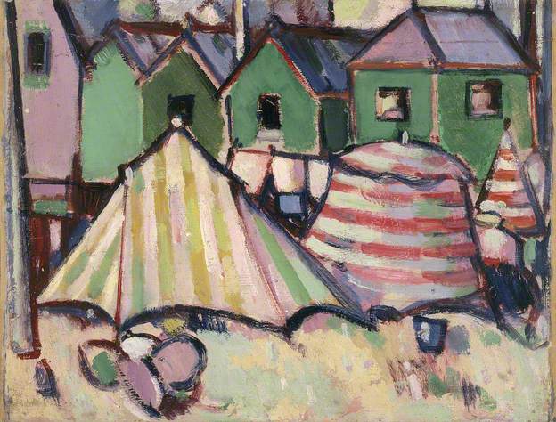 Bathing Boxes and Tents at St Palais (1910) John Duncan Fergusson tablo - Dekolata