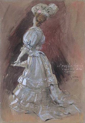 An Elegant Lady with a Parasol (1905) Jules-Alexandre Grün tablo - Dekolata