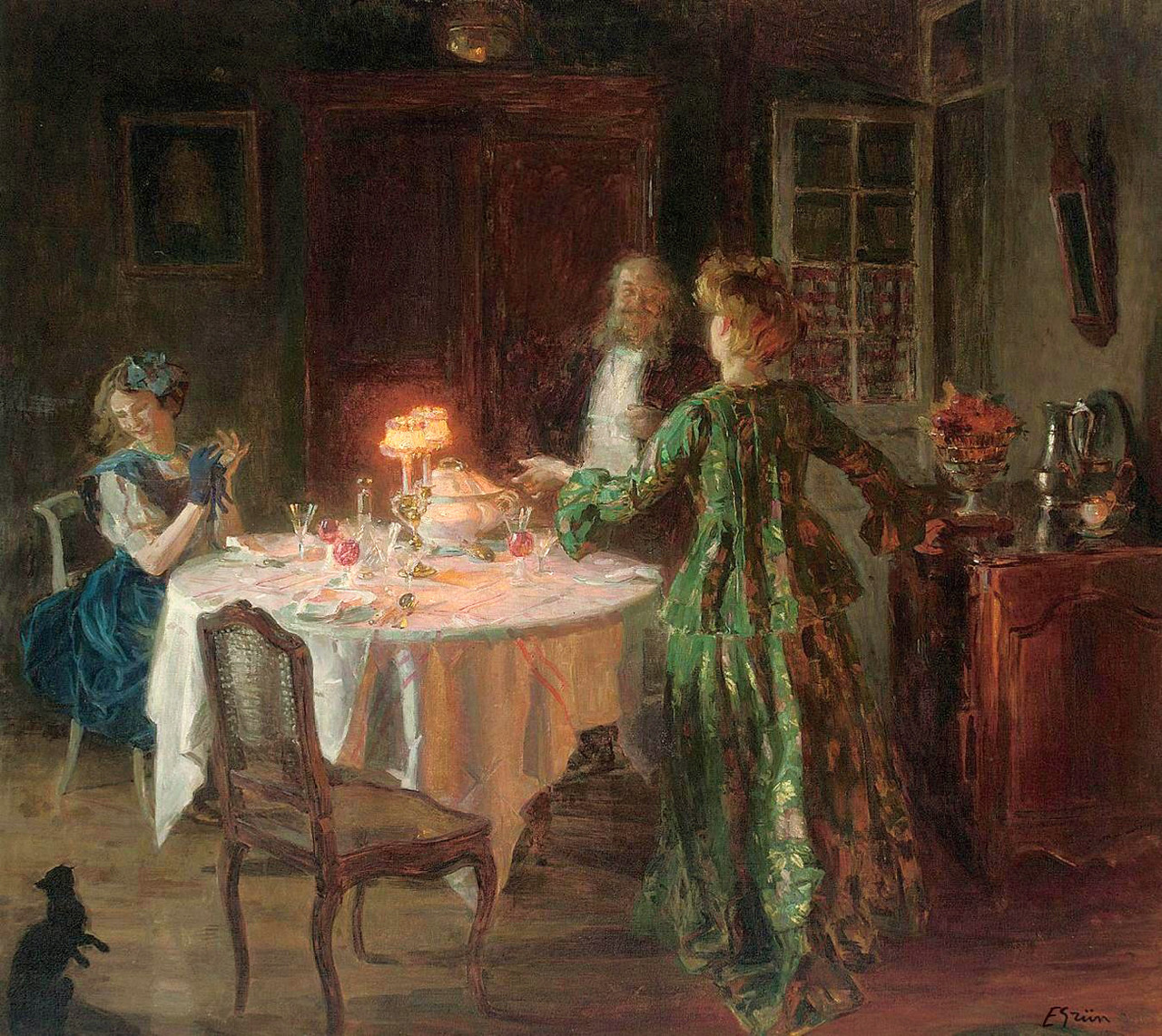 The Dinner Party (1911) Jules-Alexandre Grün tablo - Dekolata