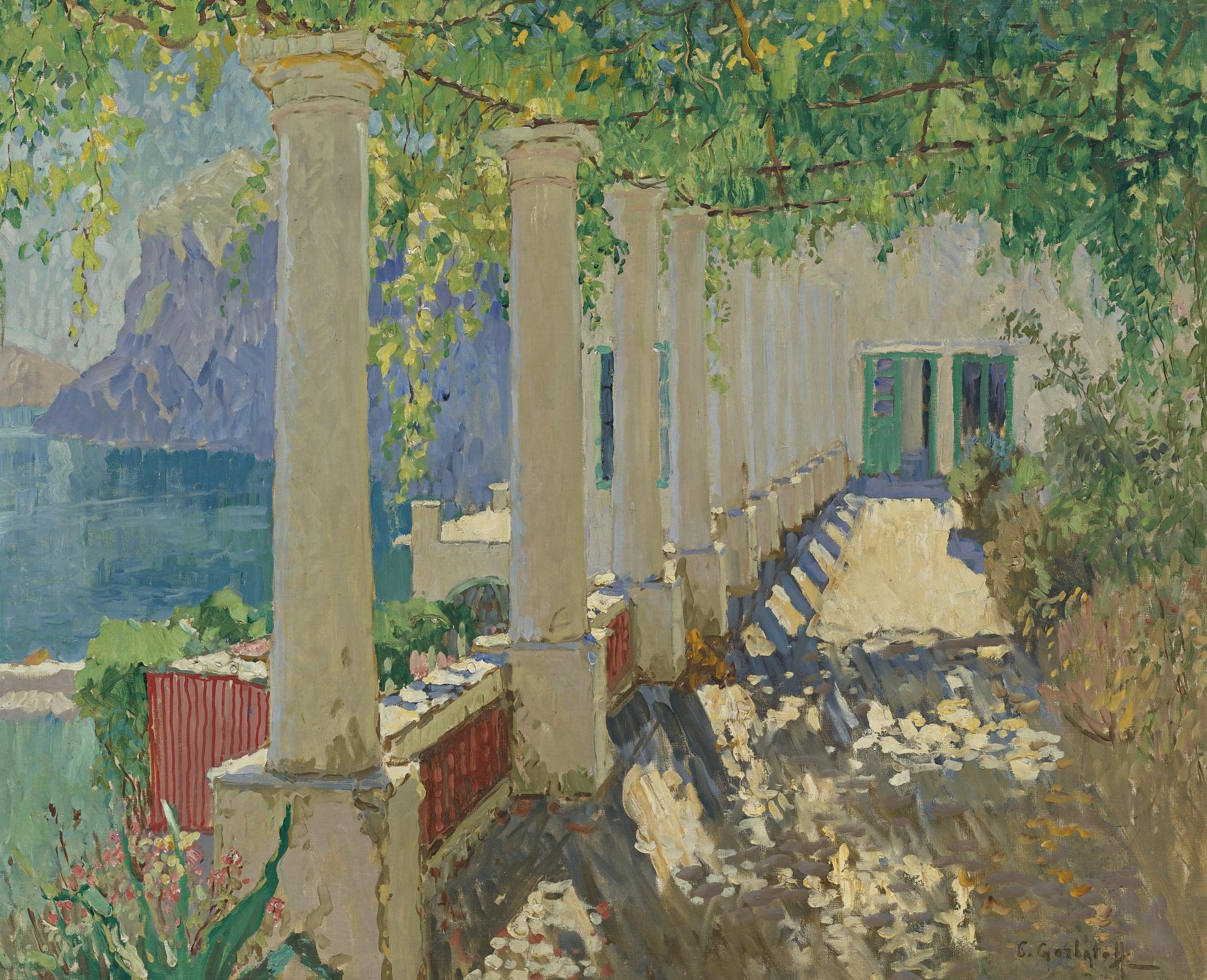 A Sunlit Terrace, Capri Konstantin Gorbatov tablo - Dekolata