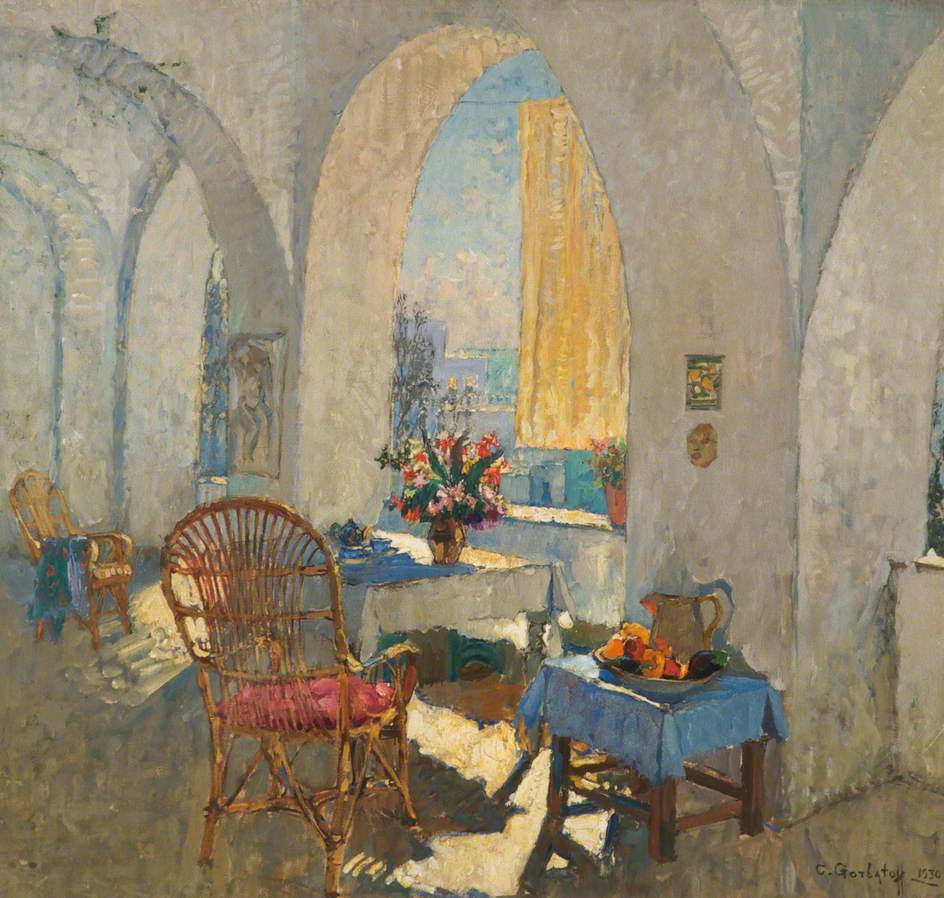 A Sunny Terrace (1930) – Konstantin Gorbatov Tablo