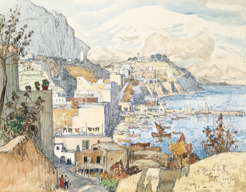 A View of Capri (1927) Konstantin Gorbatov tablo - Dekolata