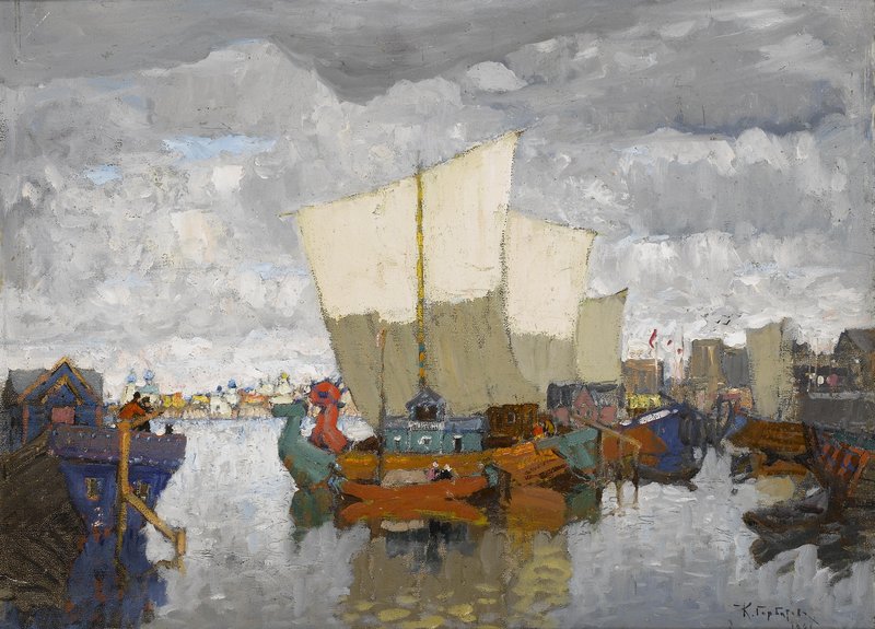 Anchored Boats (1921) – Konstantin Gorbatov Tablo
