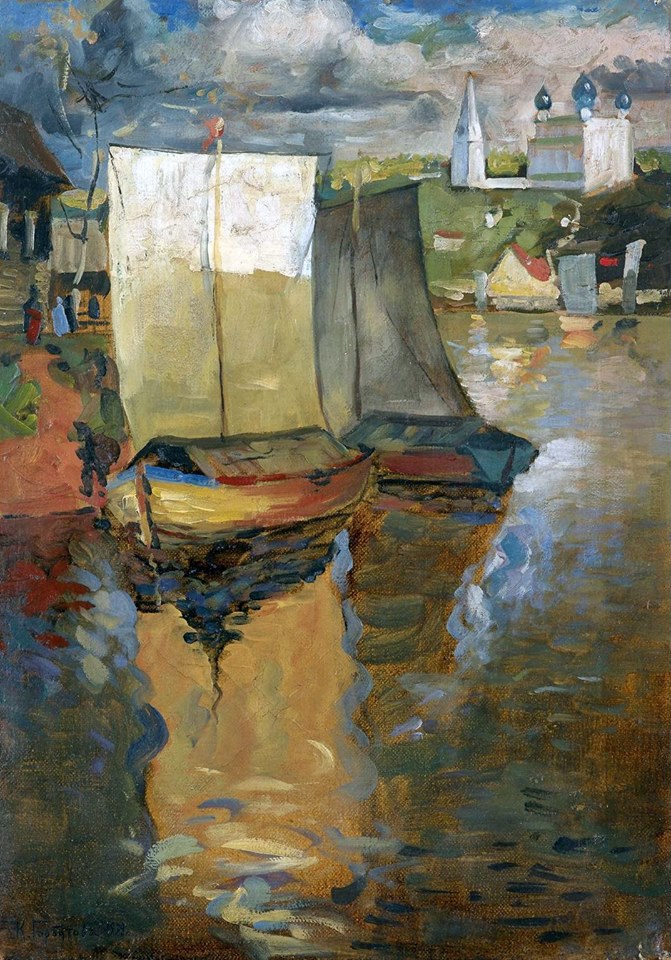 Boats on Calm Waters Konstantin Gorbatov tablo - Dekolata