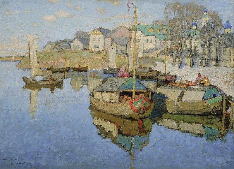 Boats on the River Konstantin Gorbatov tablo - Dekolata