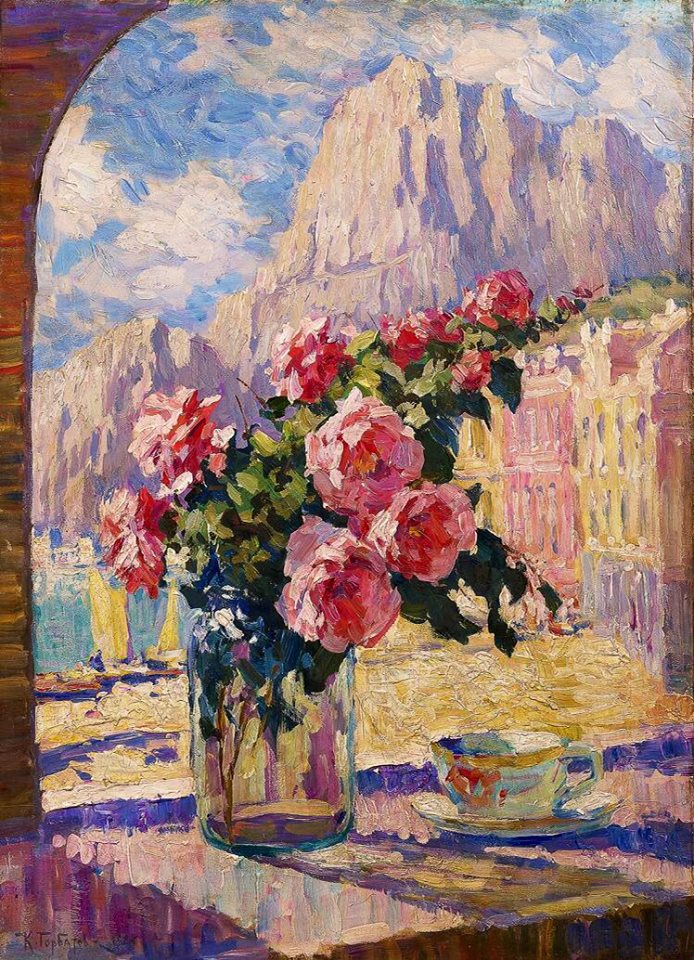 Bouquet of Flowers on the Window Konstantin Gorbatov tablo - Dekolata