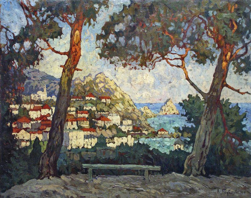 Capri (1919) Konstantin Gorbatov tablo - Dekolata