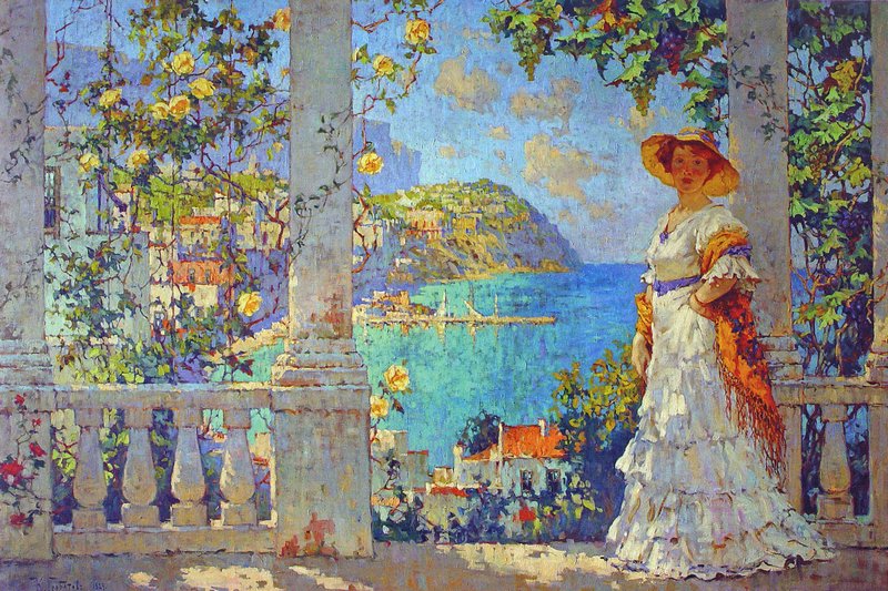 Capri (1924) Konstantin Gorbatov tablo - Dekolata