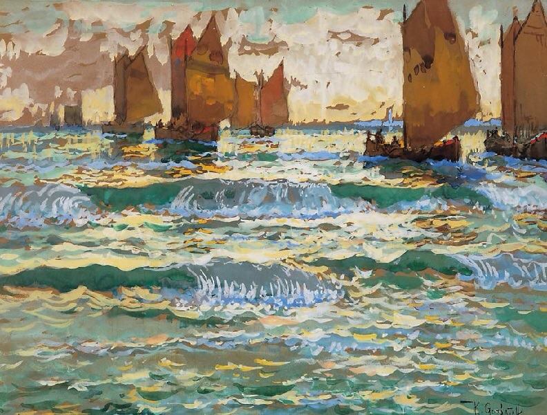 Capri (1929) Konstantin Gorbatov tablo - Dekolata