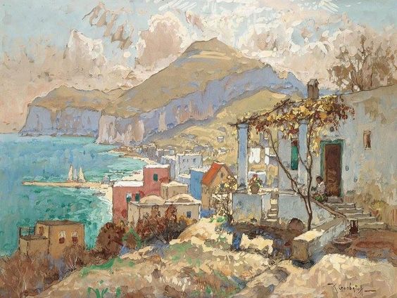 Capri (1935) Konstantin Gorbatov tablo - Dekolata